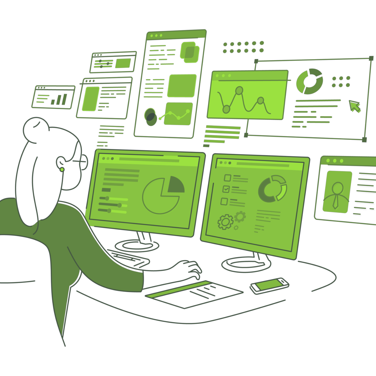 DBA at desk working on SQL 